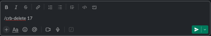 crb-delete slash command input