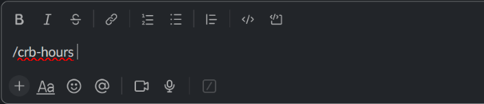 crb-hours slash command input